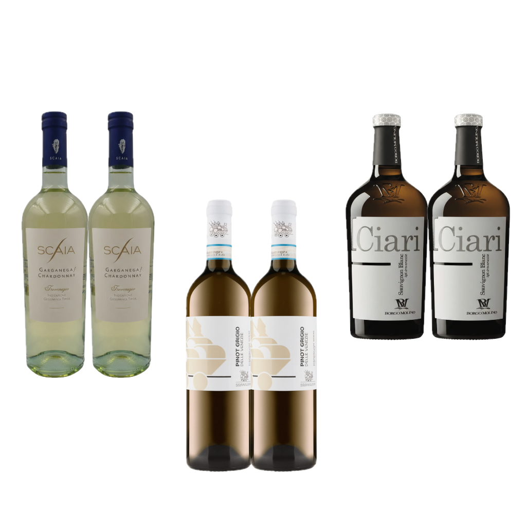 6er Weinpaket Veneto Entdecker mit Weißweinen aus Venetien – Pinot Grigio, Sauvignon Blanc und Scaia Bianca