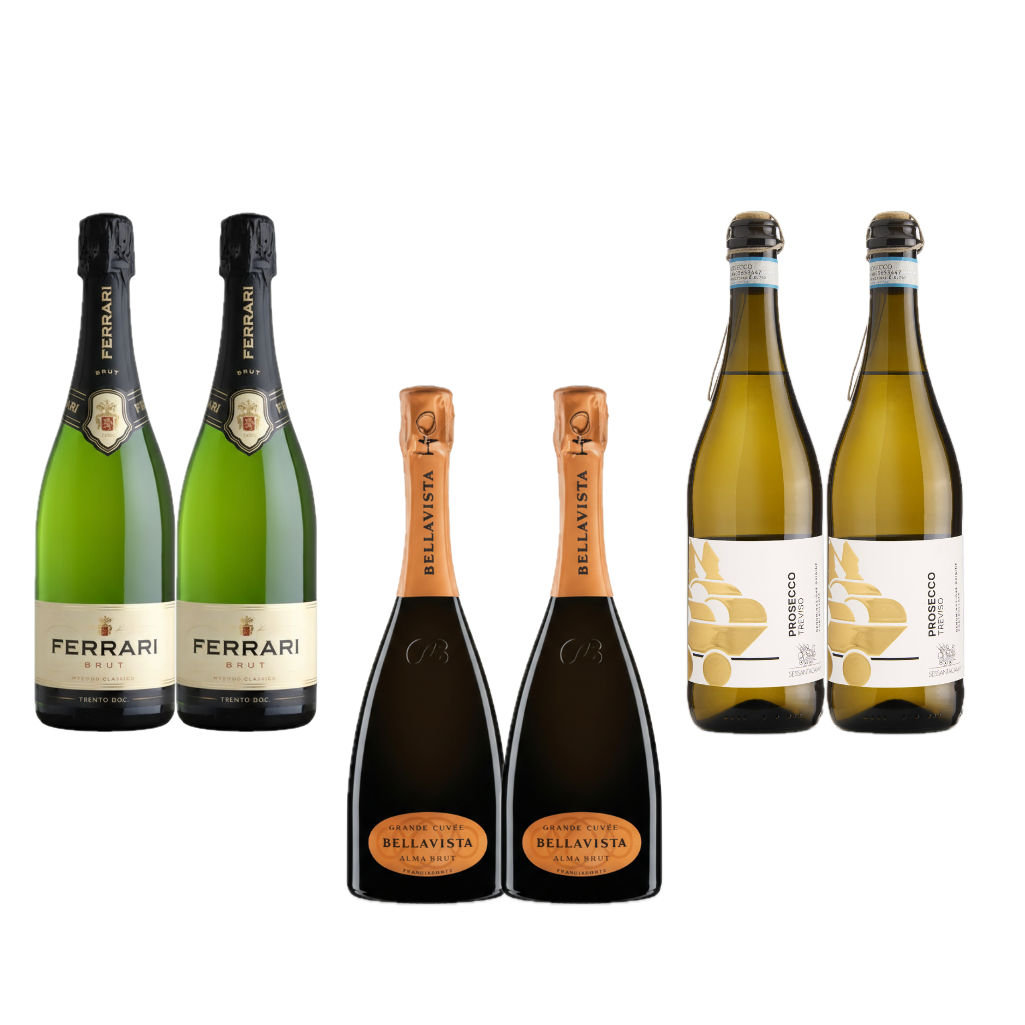 6er Weinpaket Bubbles & Sparkle mit Ferrari, Bellavista und Prosecco – italienische Schaumweine für Aperitivo und Feiern