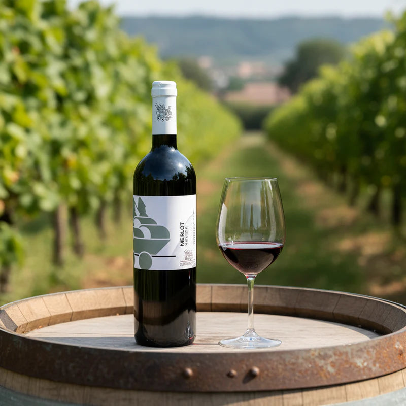 Sessantacampi Merlot Veneia DOC 2024 - eine Flasche italienischer Rotwein - Lifestyle Bild