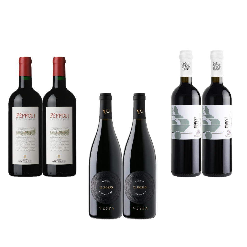 6er Weinpaket Nero Klassiker mit Merlot, Primitivo und Chianti Classico – kräftige italienische Rotweine