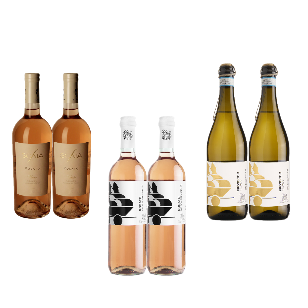 Weinpaket Rosato: Sessantacampi Rosato, Sessantacampi Prosecco, 
Scaia Rosato 2024