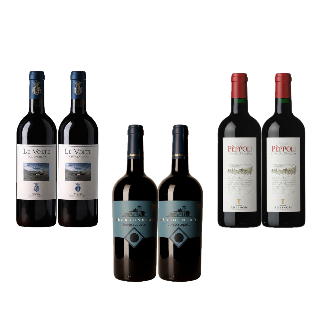 6er Weinpaket Toskana Einstieg mit Ornellaia, Antinori und Borgo Scopeto – hochwertige Rotweine aus der Toskana